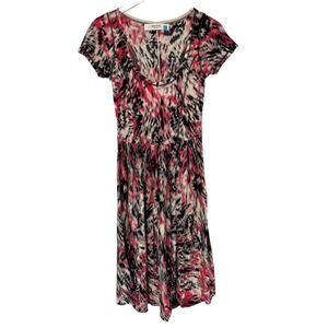 Anthropologie‎ Sparrow Pink Black Tie Dye Midnight Safari Sweater Dress Size XS